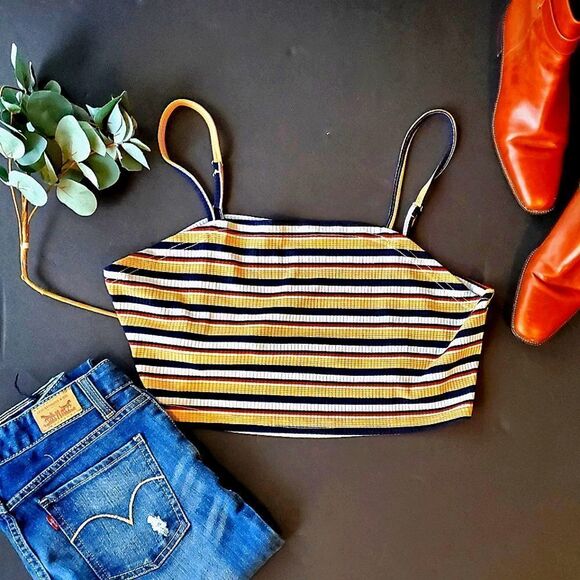 Shein Curve Striped Cropped Tank Top - Picture 1 of 9